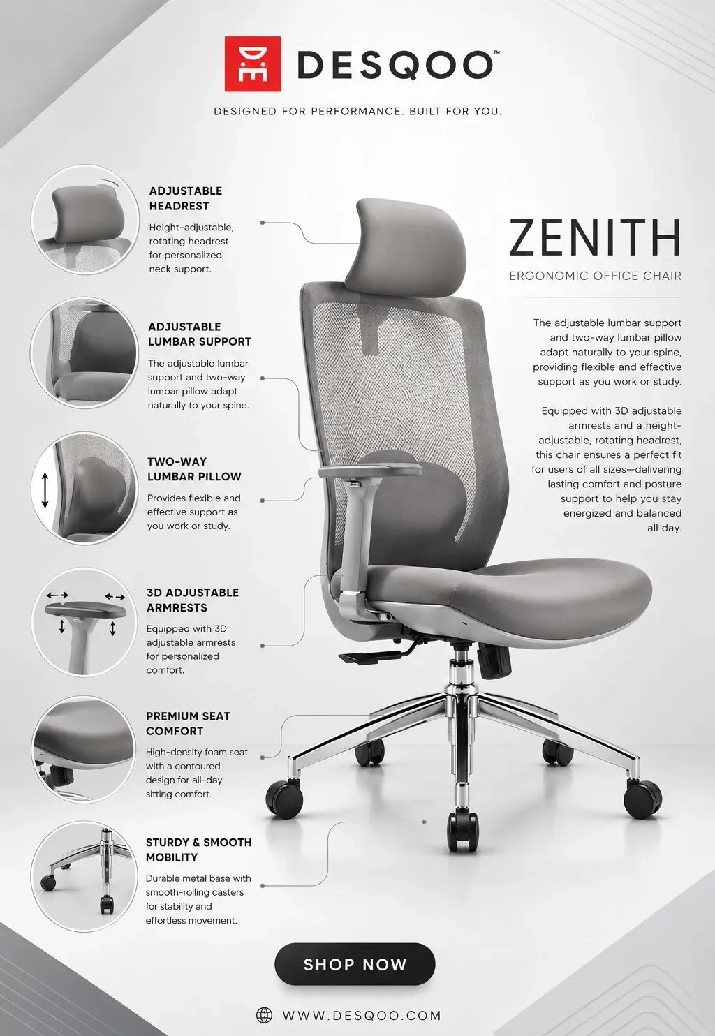 Premium Ergonomic Office Chair – Desqoo